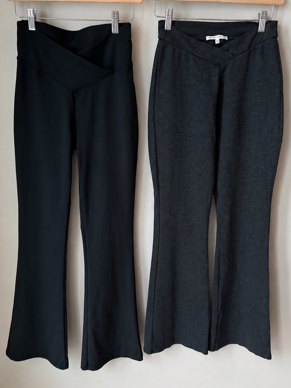 2-Pc Flare Pant Set • Black + Charcoal Gray • V-Waist • Y2K Athleisure
